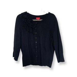 ELLE Black Cardigan with a Floral Detail 3/4” Sleeve XL